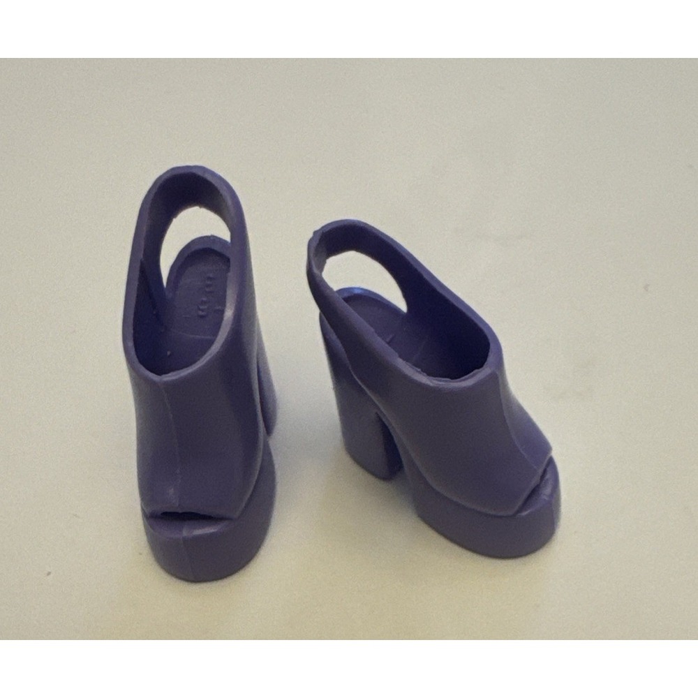 Barbie Doll Shoes Purple Chunky Heel Platform Sling Back Peep Toe Mattel Pair